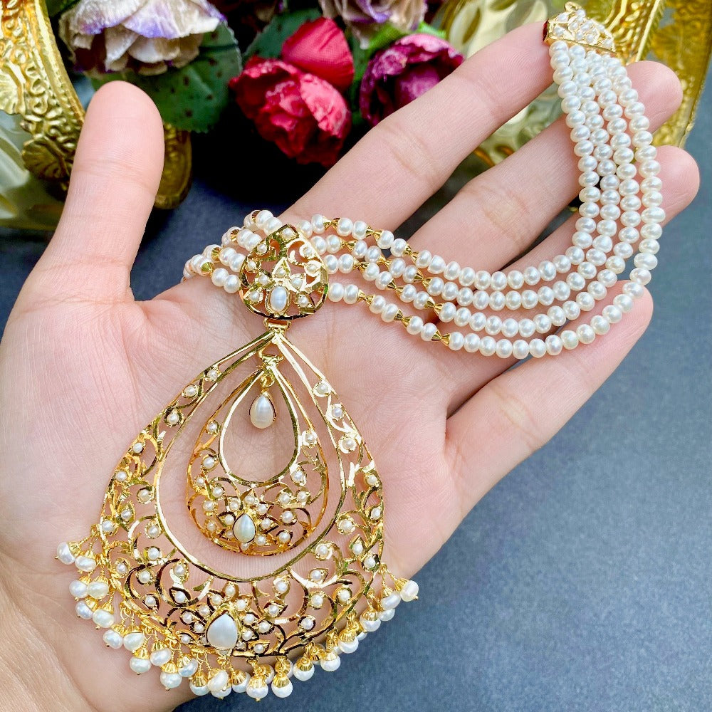 bengali pearl necklace set 22k gold