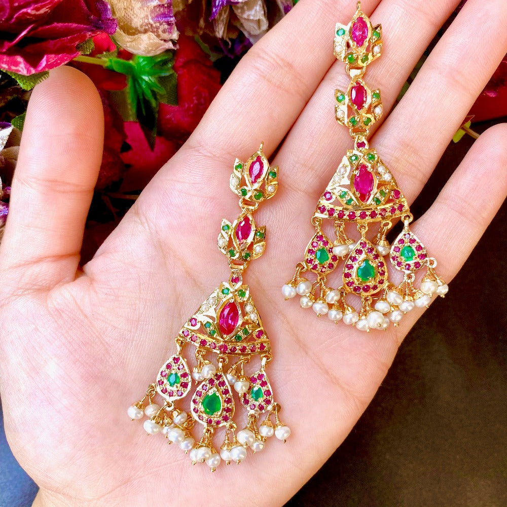 multi-coloured gold plated earrings
