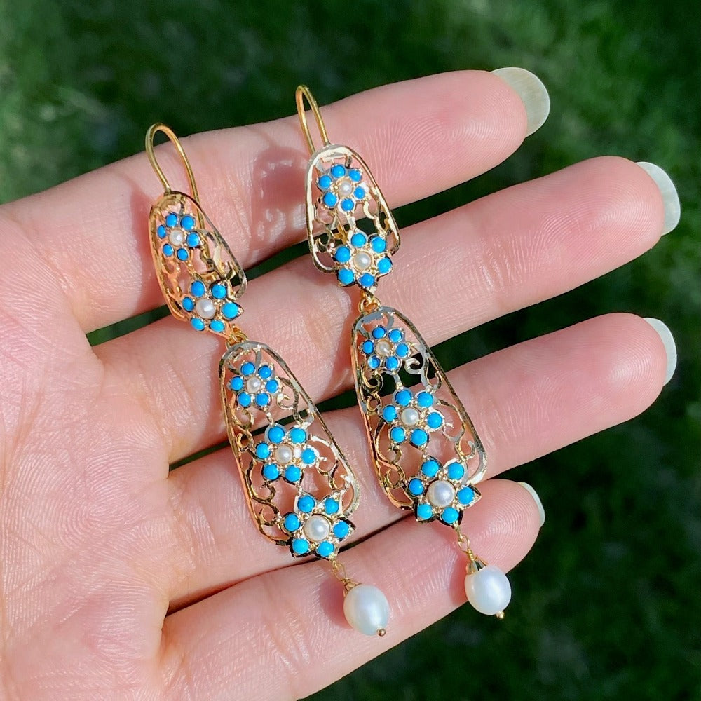 firoza earrings in gold