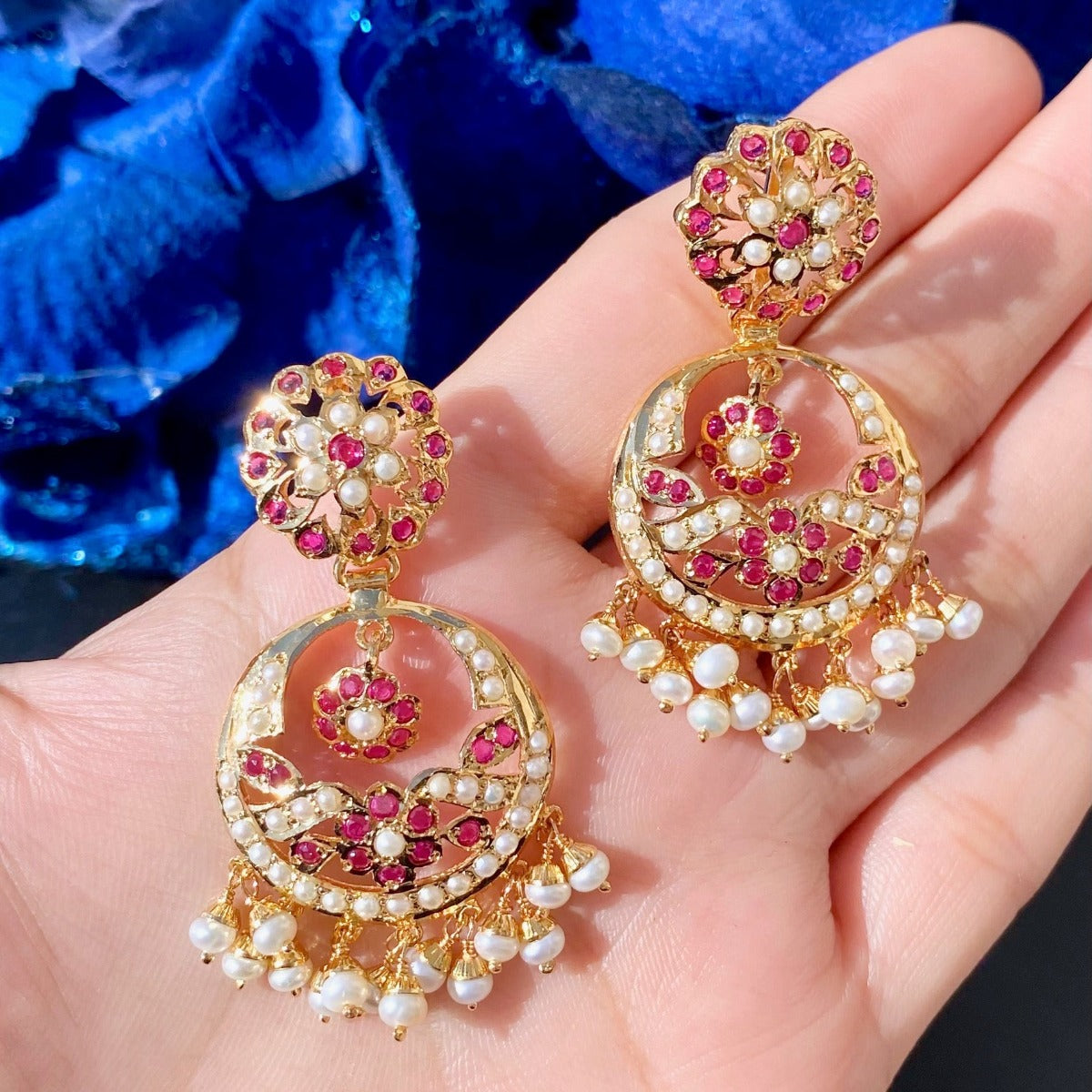 ruby chandbali earrings