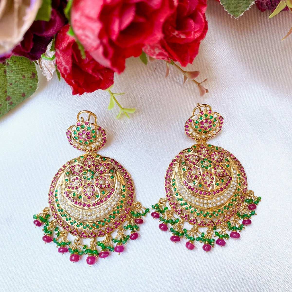 kundan earrings with gold plating