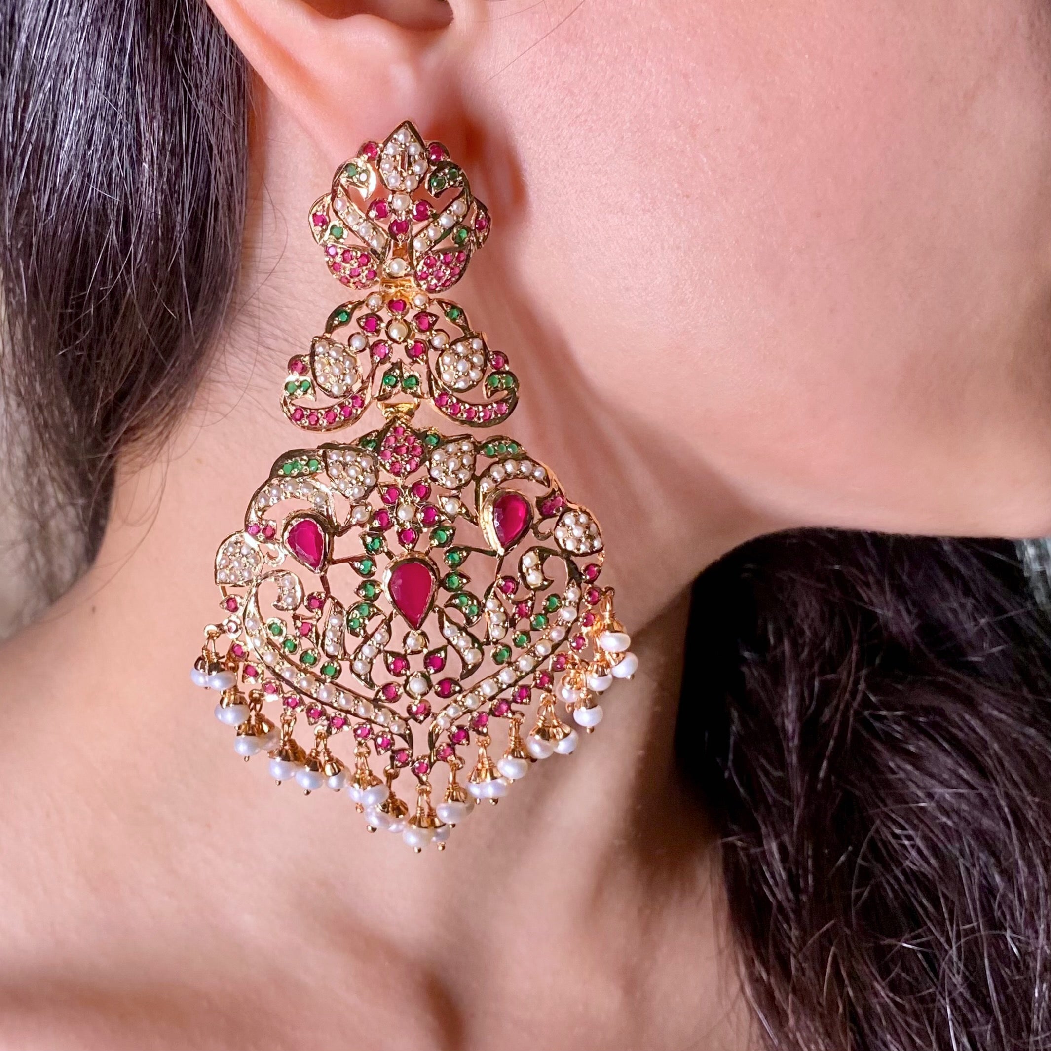 Heritage Indian Earrings | Traditional Jadau Jewellery | ER 648