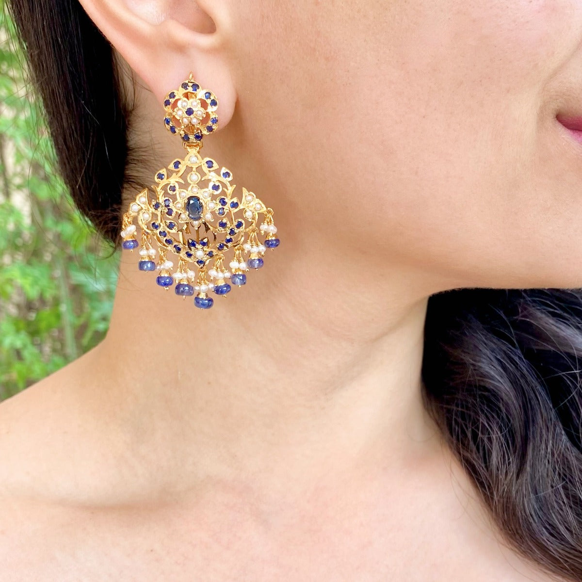 gold plated jadau earrings