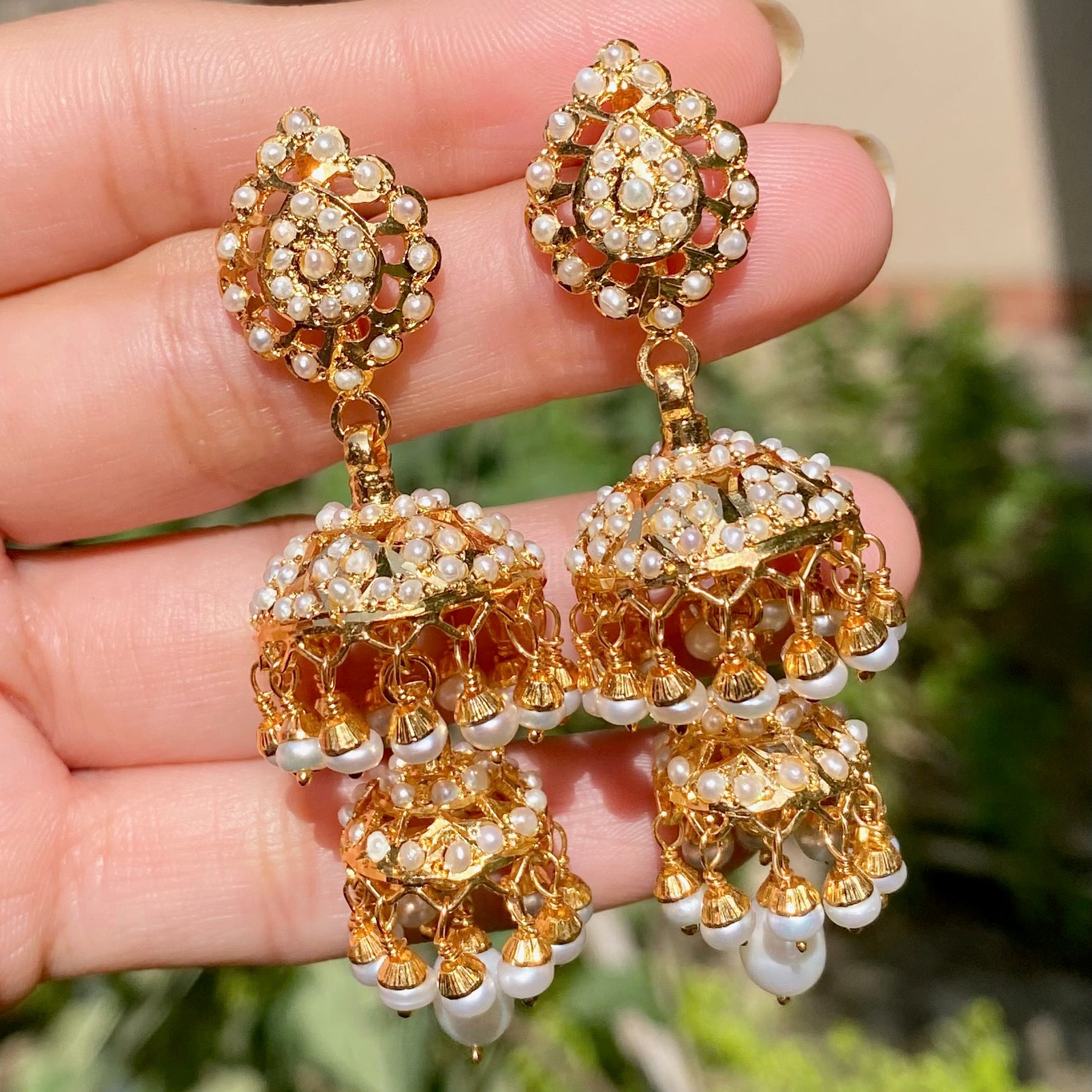 All Pearl Double Jhumka Earrings | Traditional Indian Jadau Jewelry | ER 678