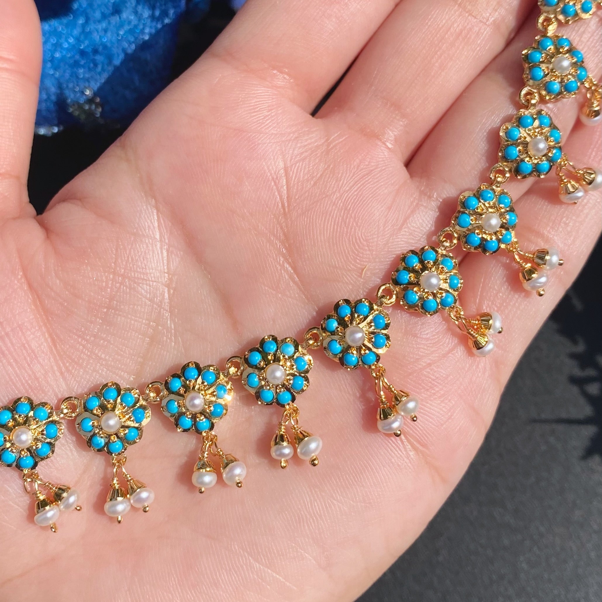 silver turquoise necklace with gold plating