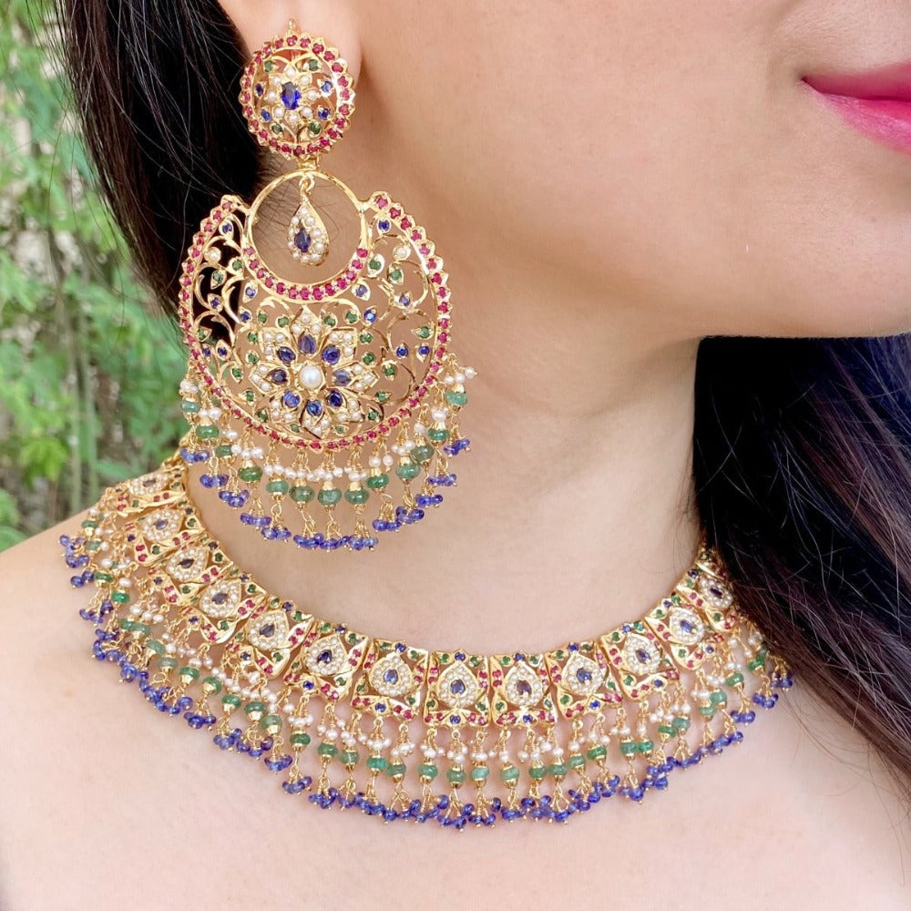 Indian bridal wear set on silver with gold plating