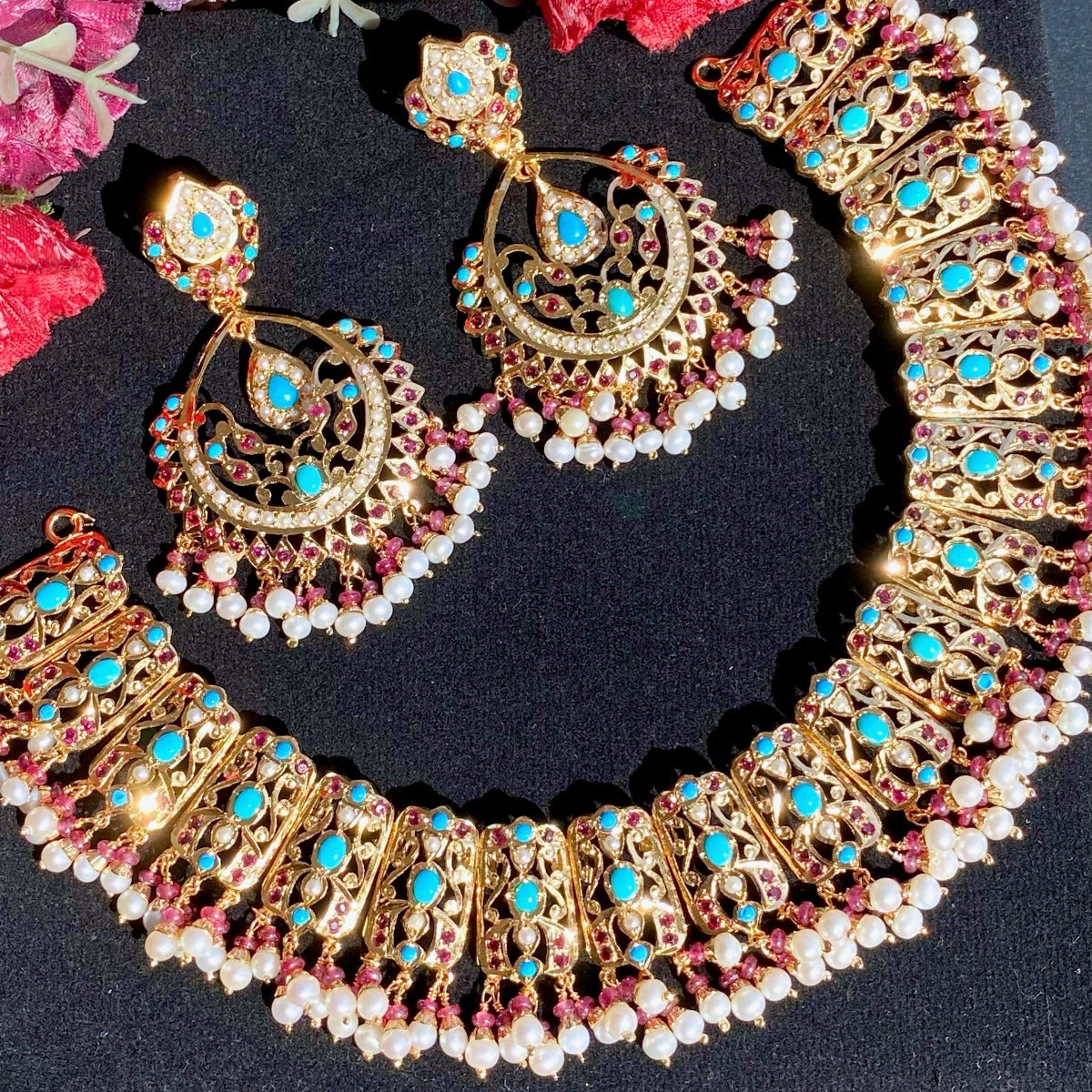 turquoise necklace set for girls