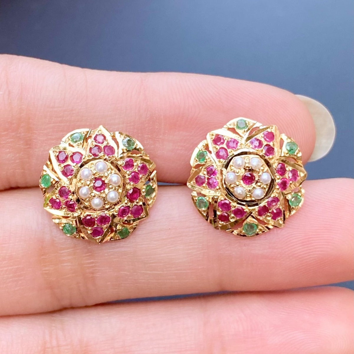 amritsari jadau earrings on real gold