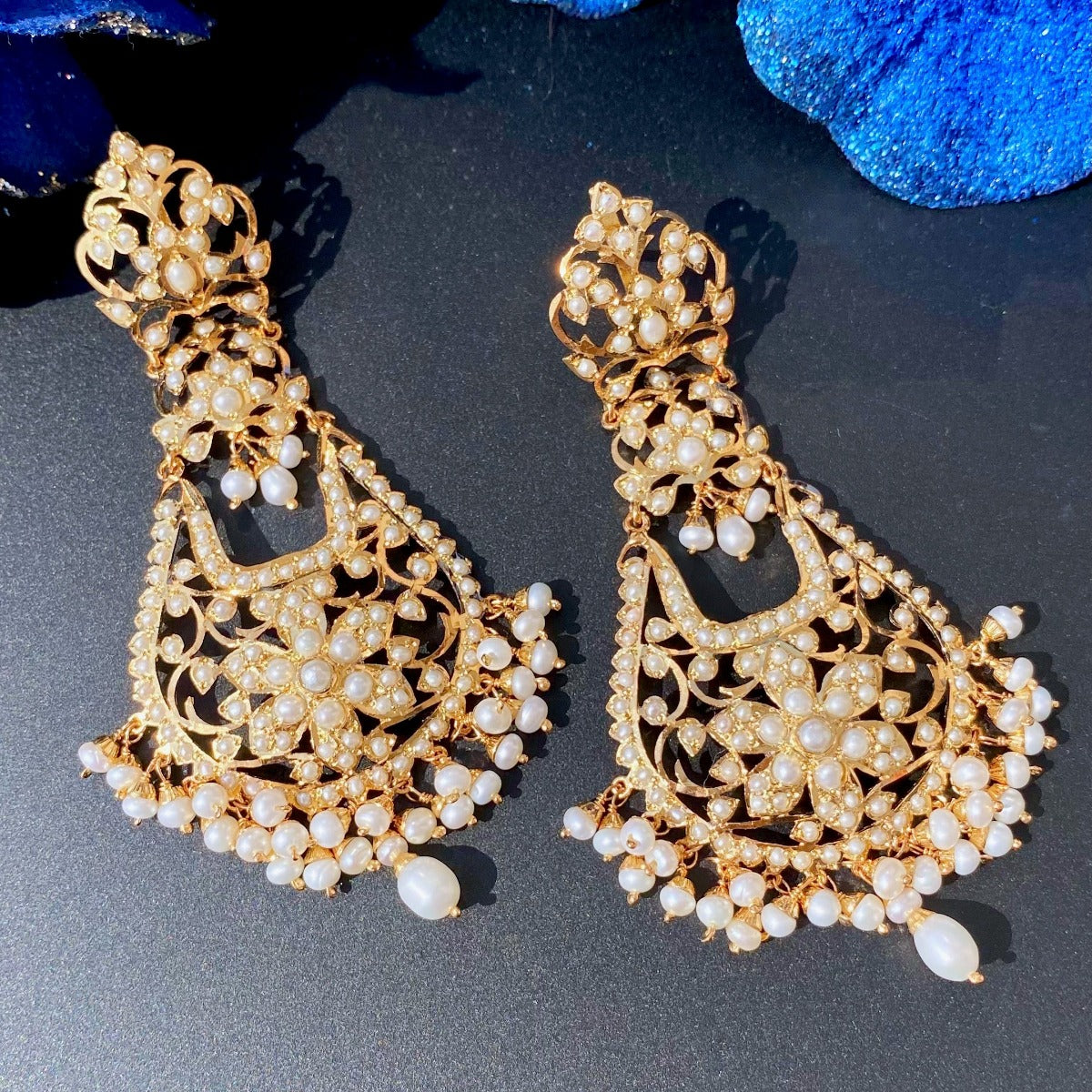long pearl earrings jadau