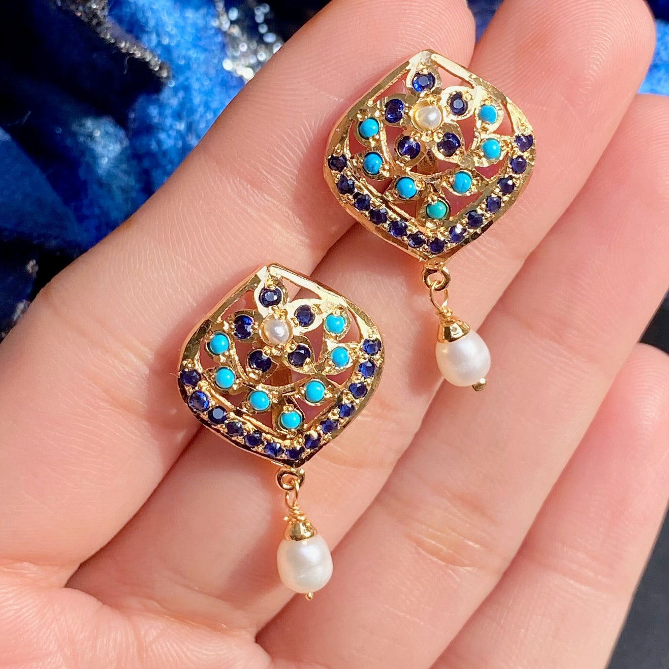 Jadau Studs For Girls | Gold Plated on Pure 925 Sterling Silver ER 661