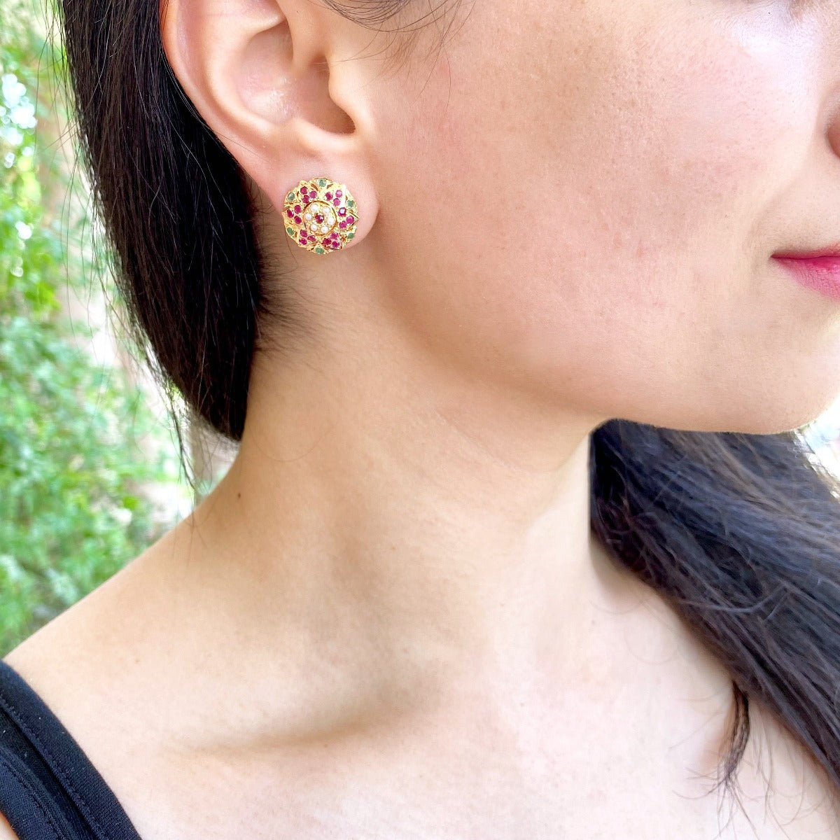 amritsari jadau earrings with real stones