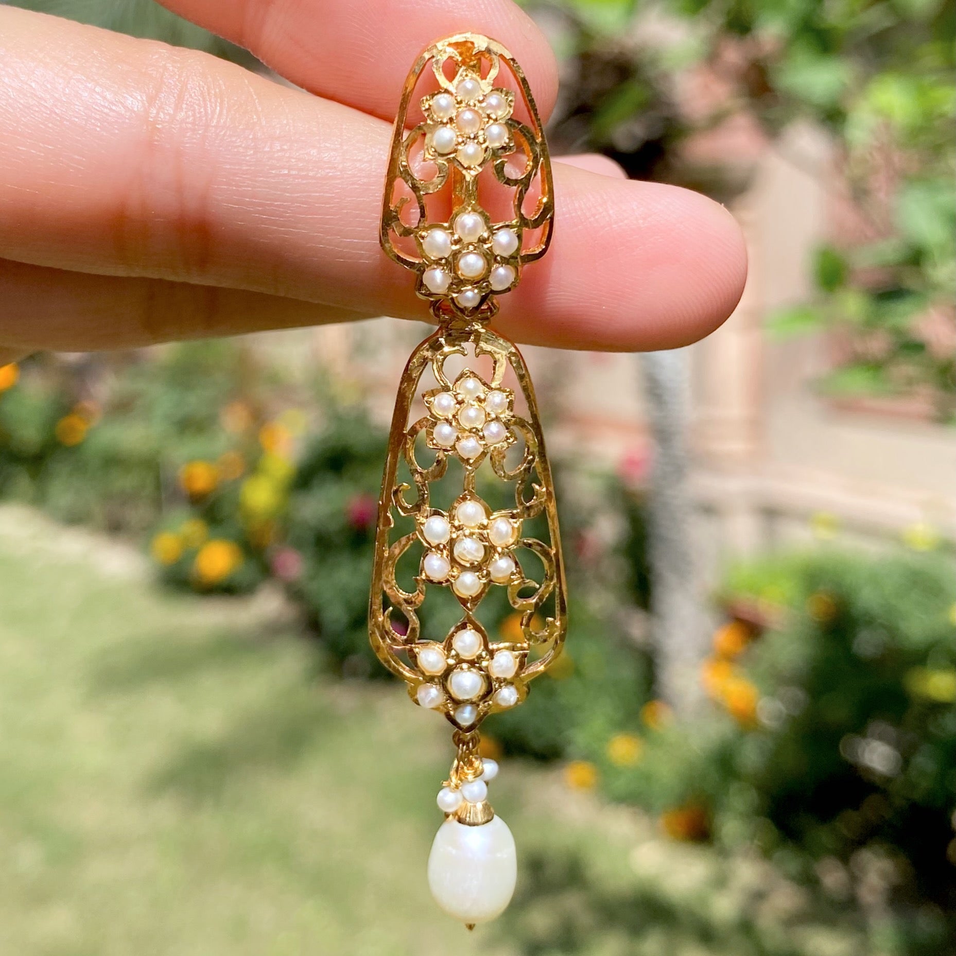 Tall and Slender Earrings for Women | Indo Western Design with Freshwater Pearls | 925 Silver ER 644