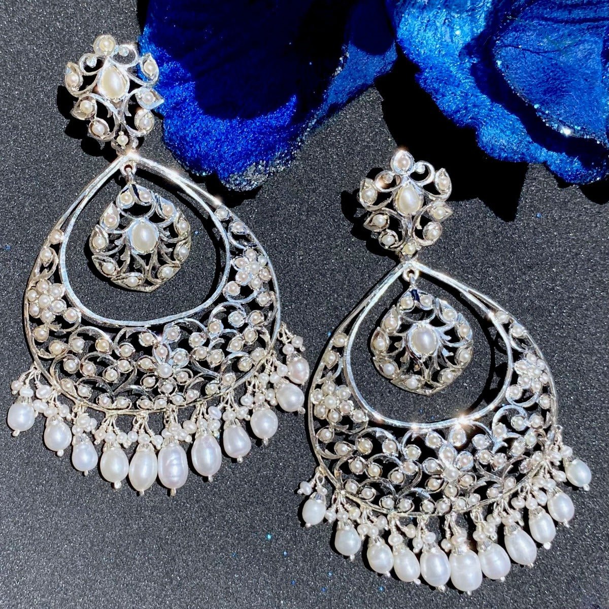 Fusion Earrings | Edwardian Era Inspired Design | Pearls on Silver