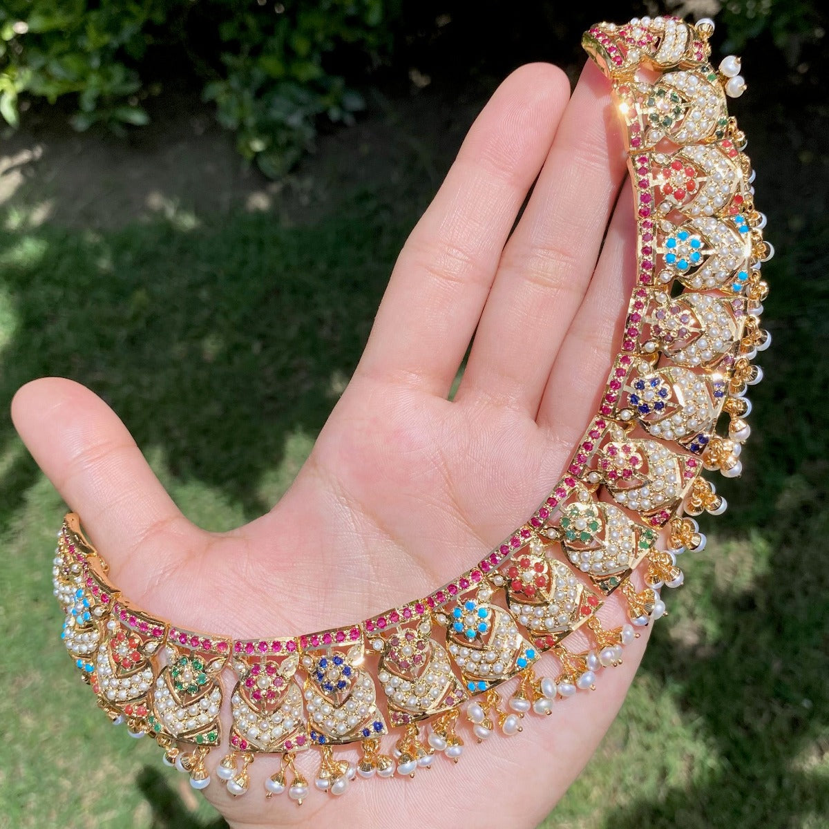 Bollywood navrathan necklace