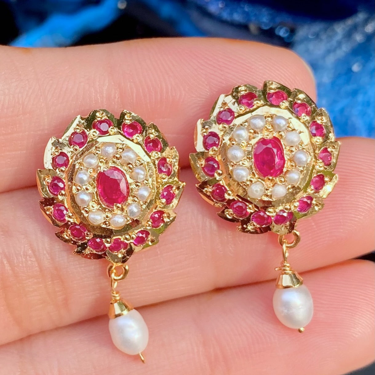 Dainty Jadau Studs | Gold Plated Jadau Jewelry Online ER 666