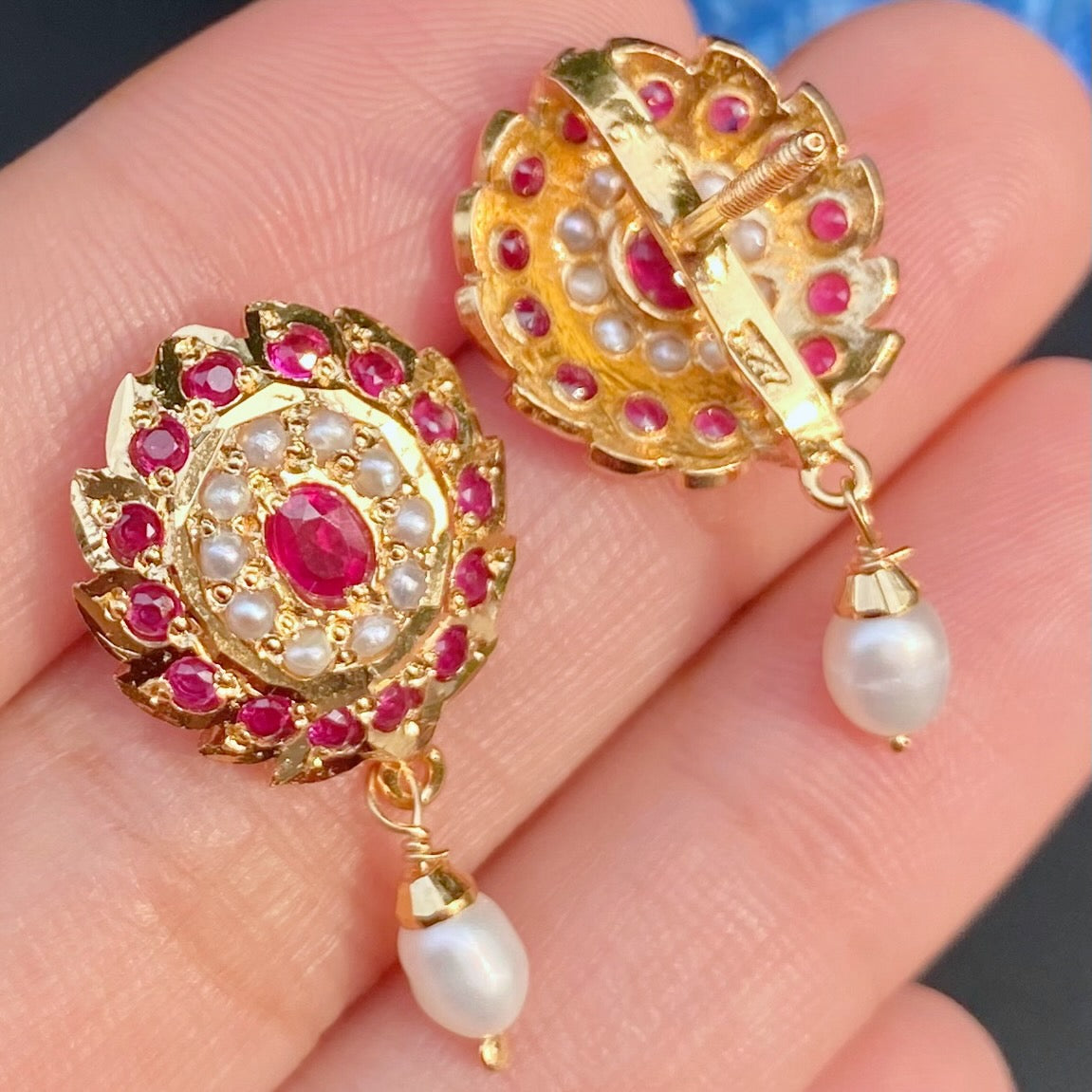 Dainty Jadau Studs | Gold Plated Jadau Jewelry Online ER 666