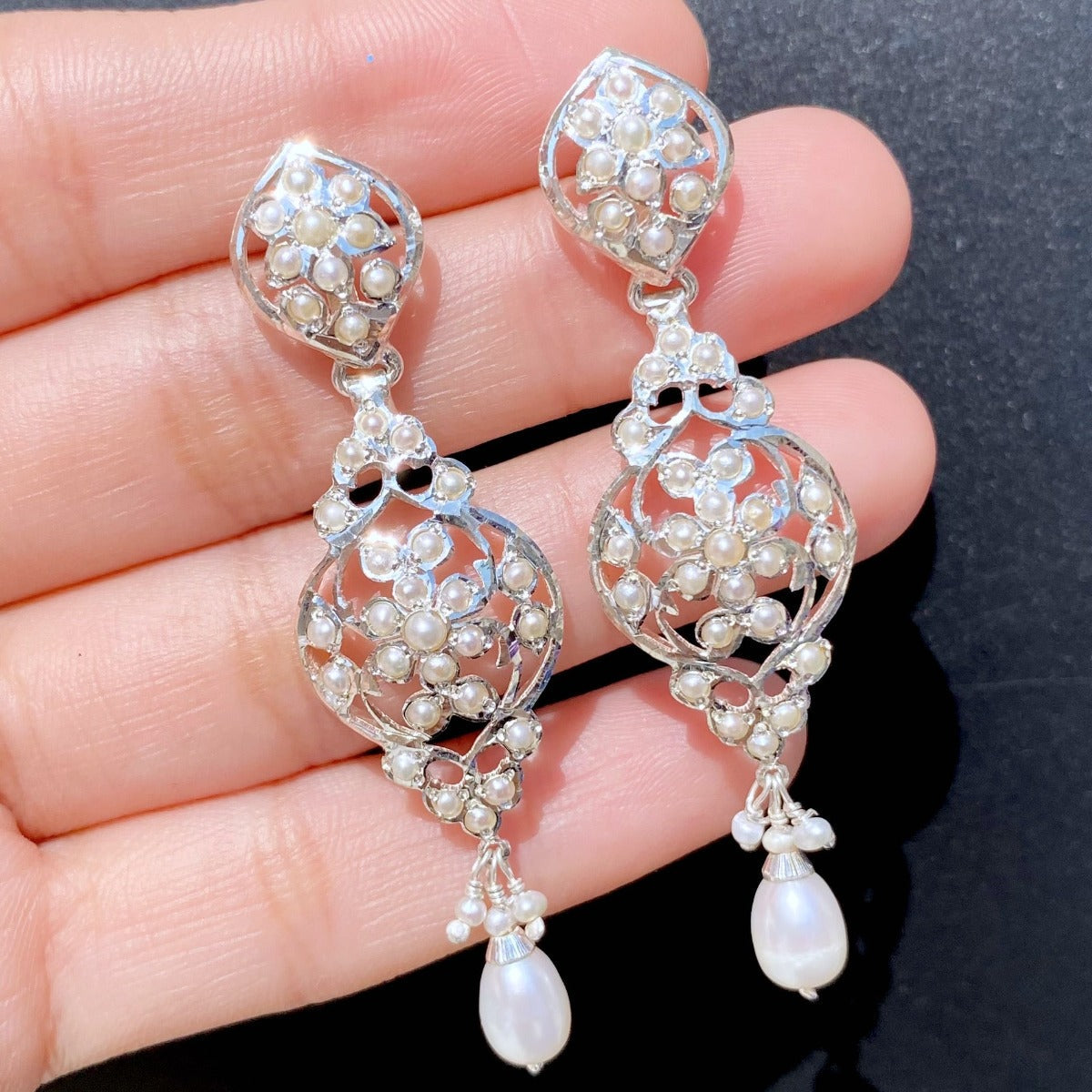 bohemian seed pearl earrings