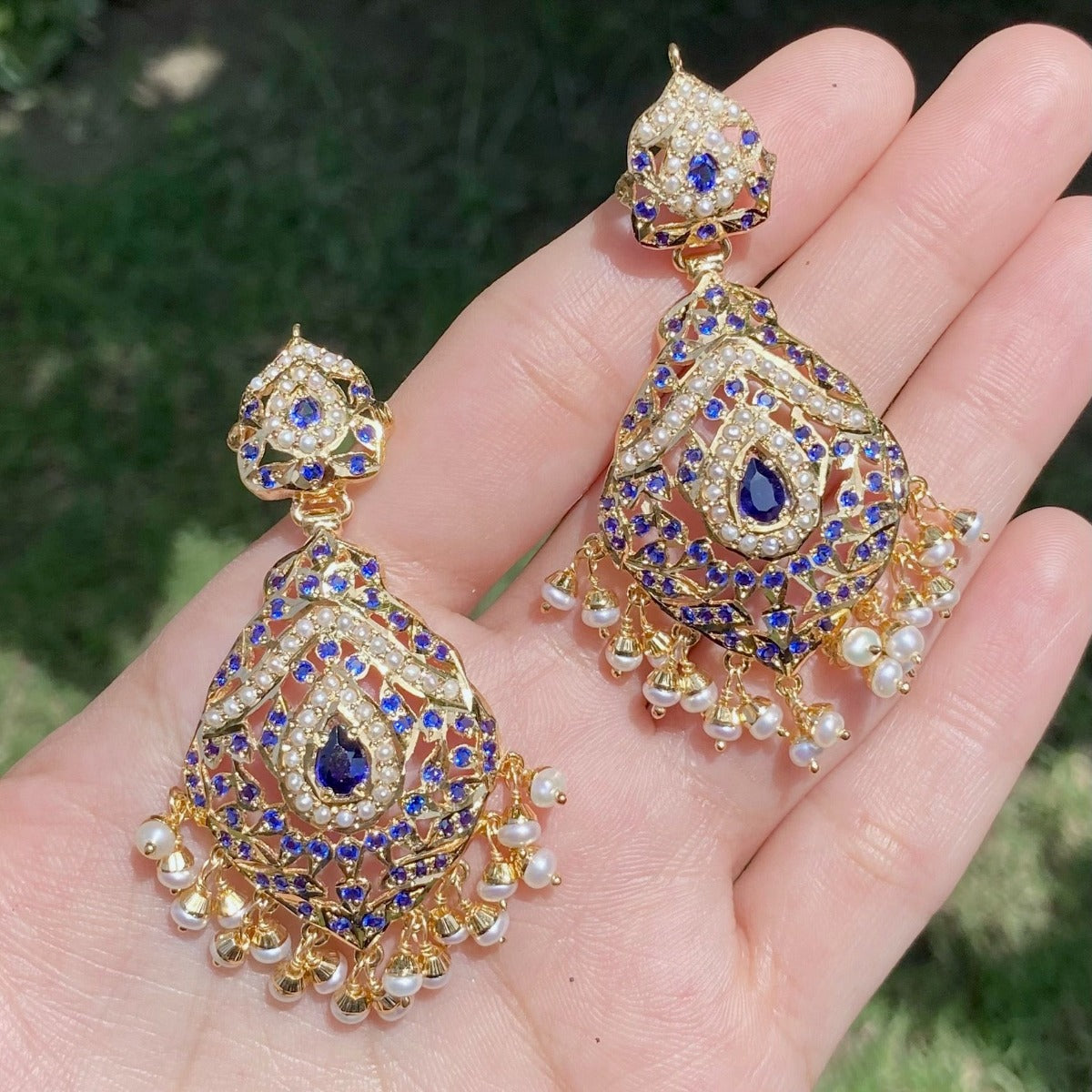 amritsar jadau earrings with gold plating