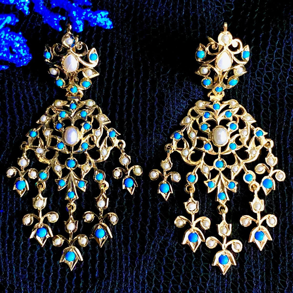 Edwardian Turquoise earrings | Premium Gold Plated Jewelry | For Women
