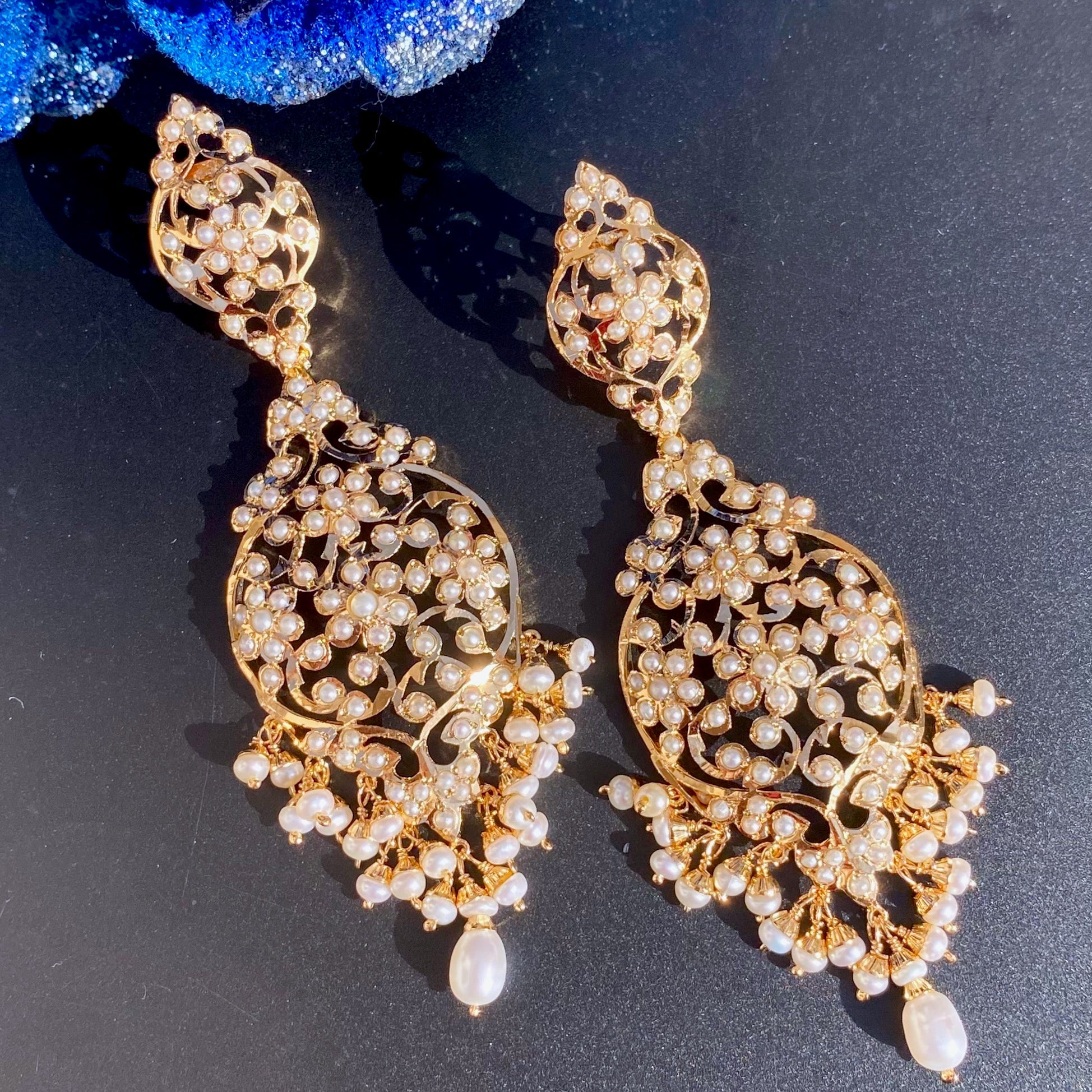 Victorian Pearl Dangles | Indo Western Earrings for Women ER 562