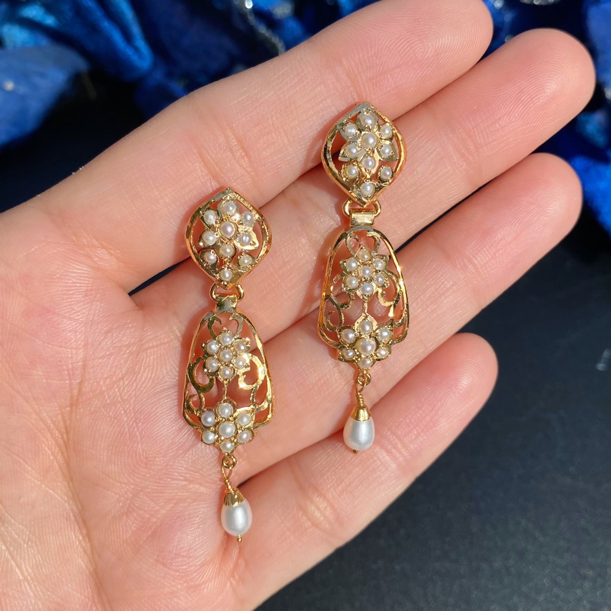 Dainty Seed Pearl Openwork Pendant Set | Gold Plated on 925 Silver PS 140