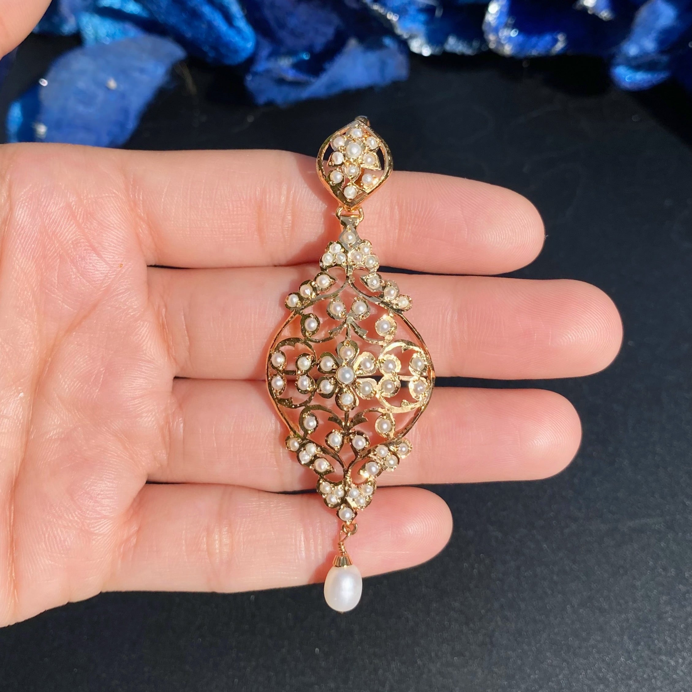 Edwardian Style Seed Pearl Pendant Set | Gold Plated on Silver PS 139