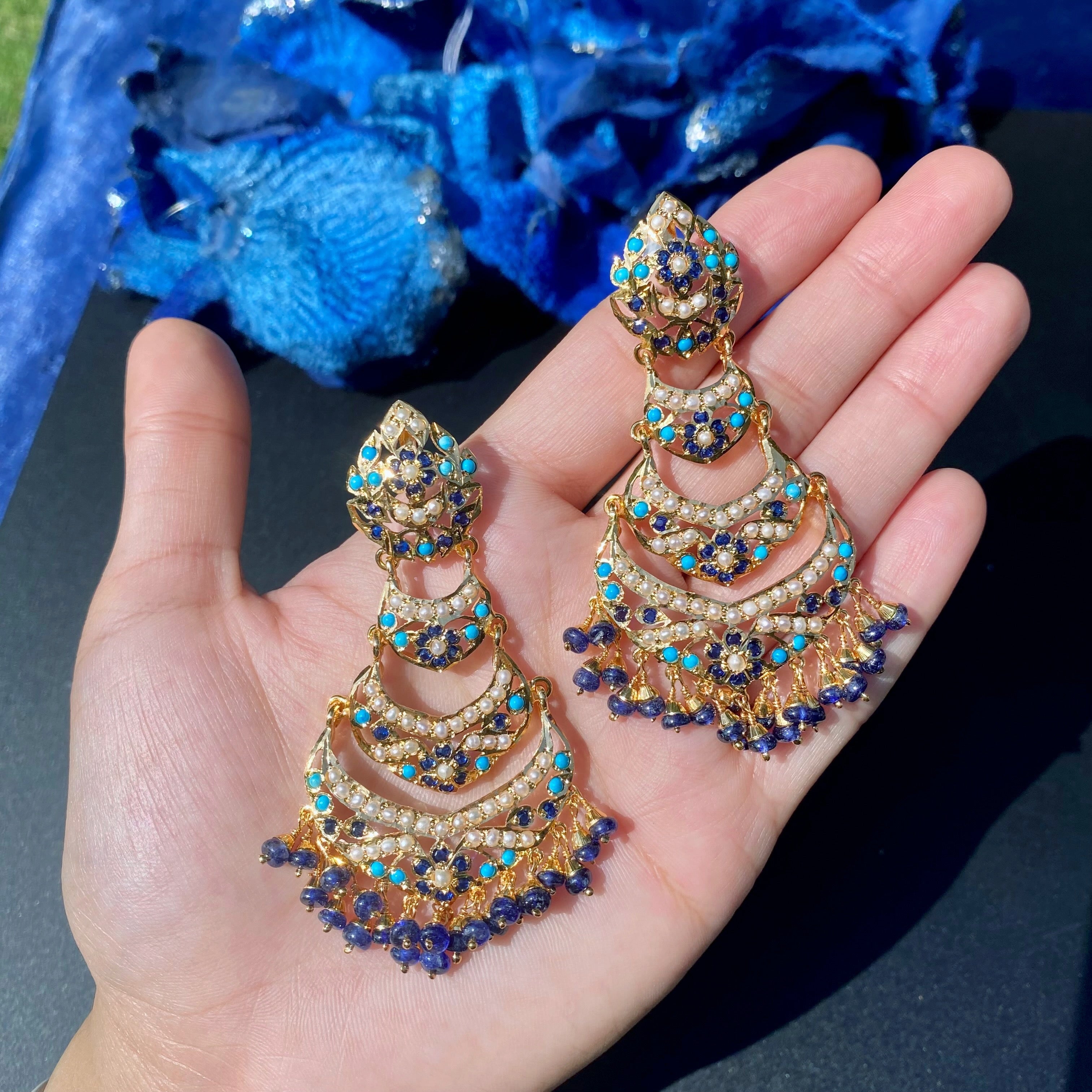 Classic Jadau Necklace Set in Unique Color Combination | Gold Plated on 925 Silver NS 448