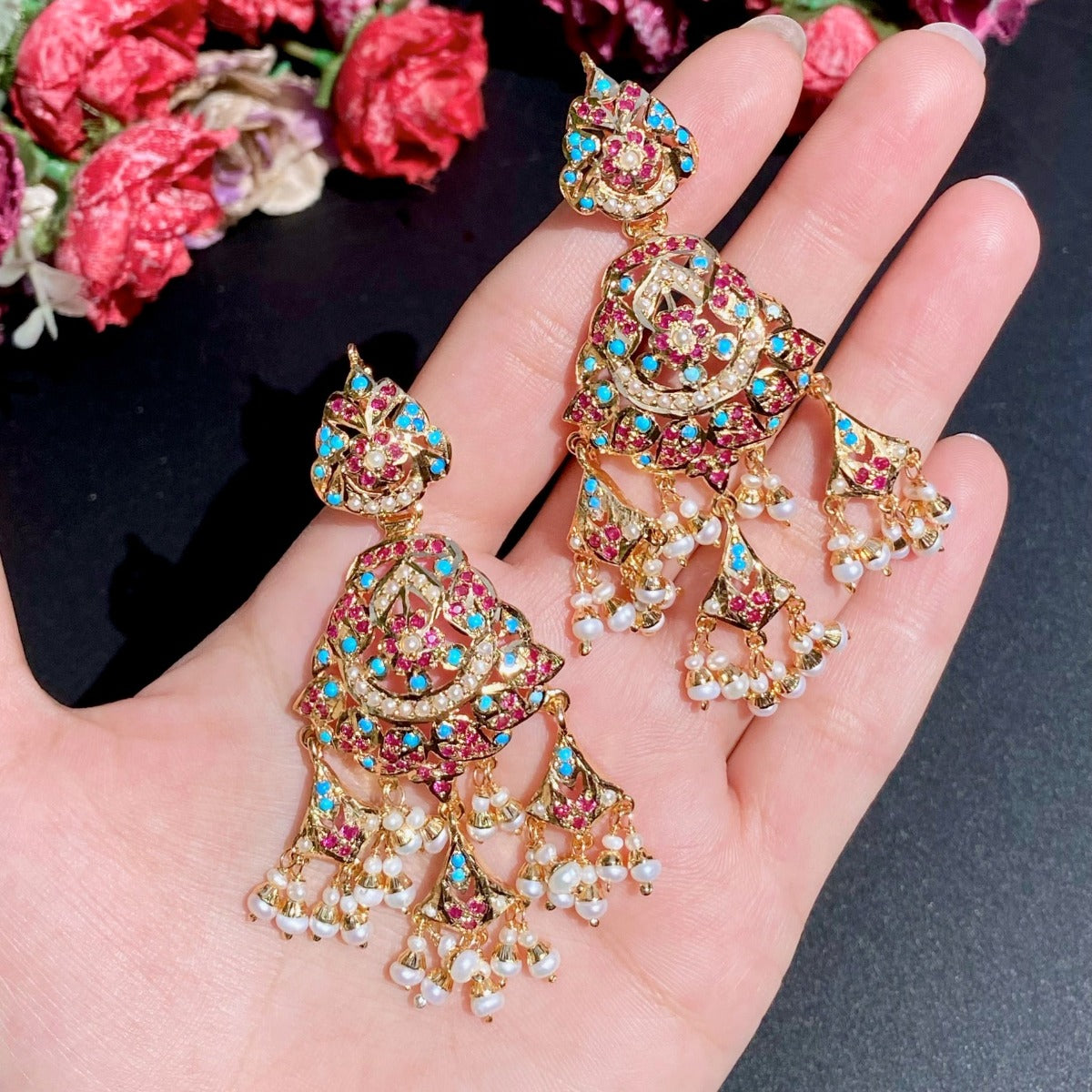indian jadau earrings for women