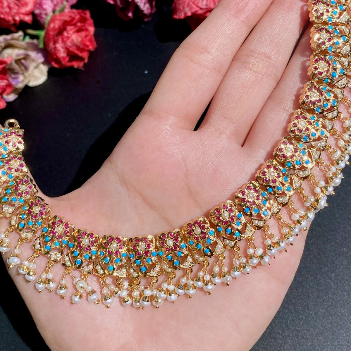 fancy jadau necklace for women