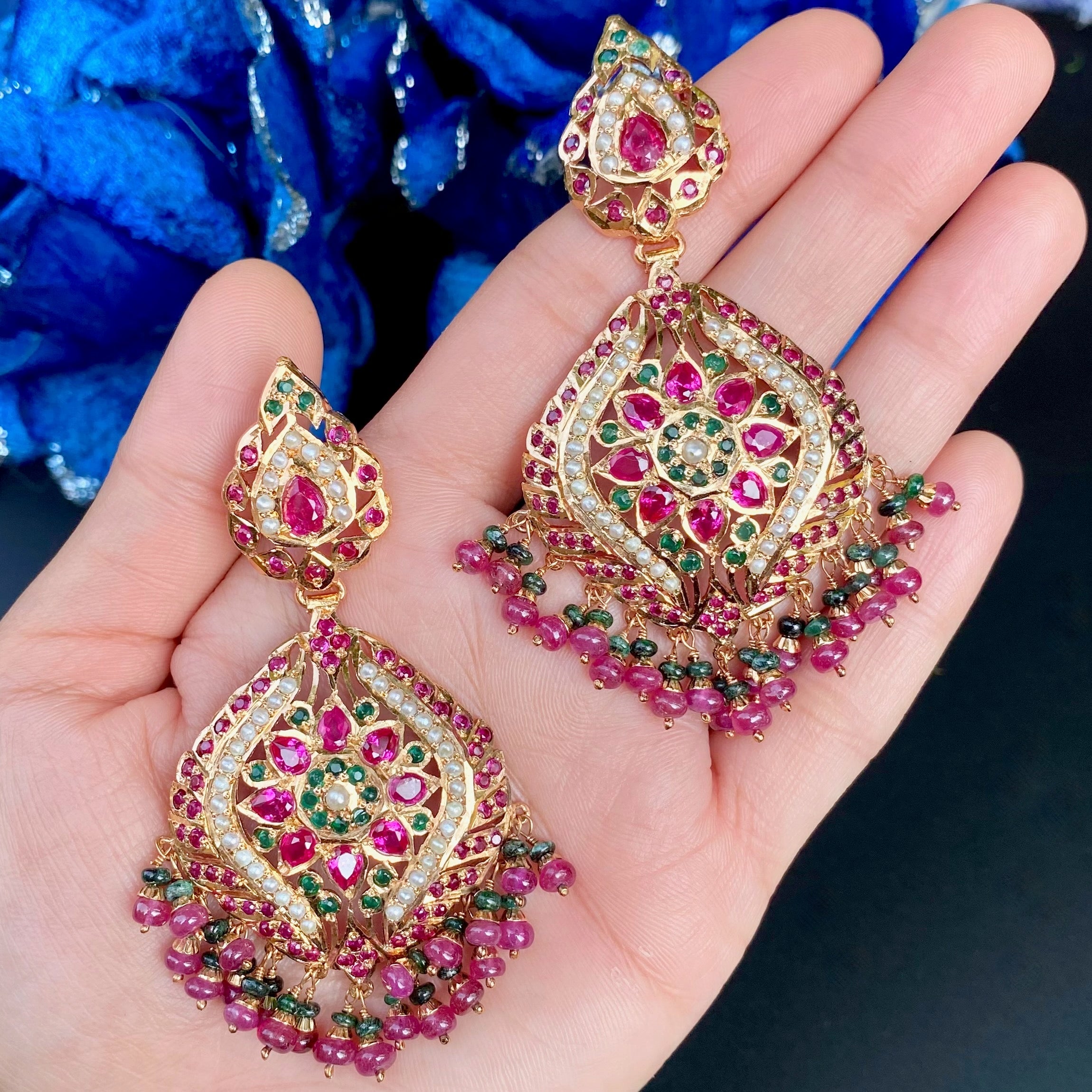 Traditional Jadau Earrings | Handcrafted Jadau Jewellery | Indian Jadau Earrings | ER 681