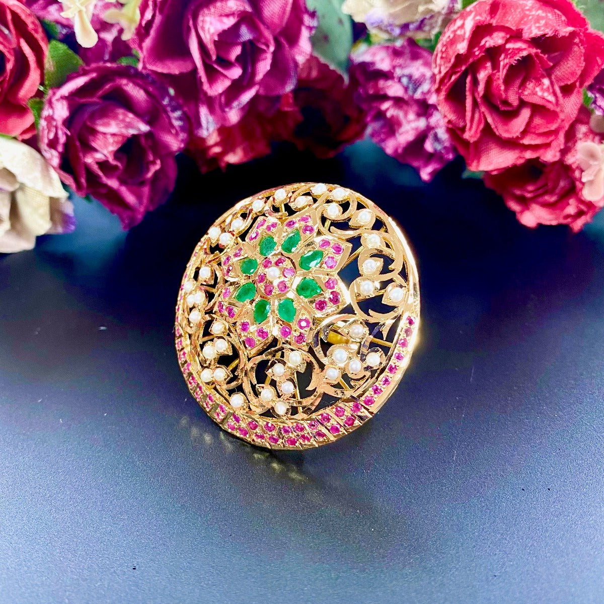 22K Ladies Cocktail Ring |.Festive Wear Jewelry For Women GLR 028