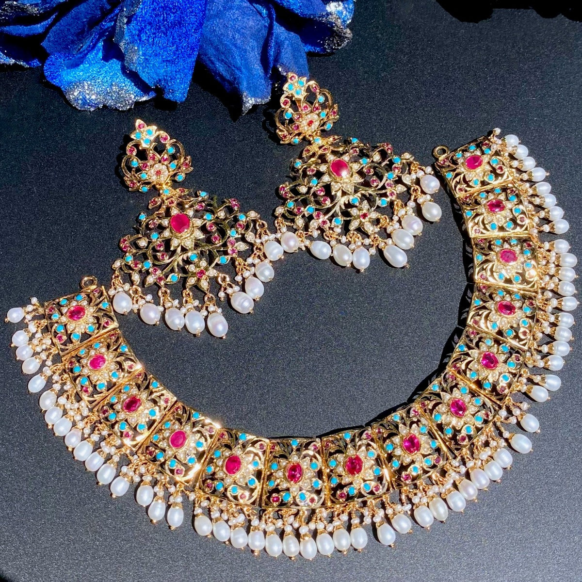 ruby feroza necklace set Indian