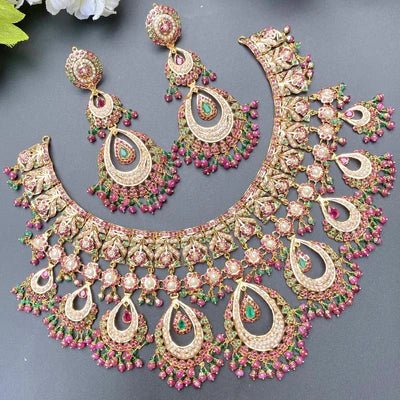 traditional rajasthani bridal set in gold and precious stones