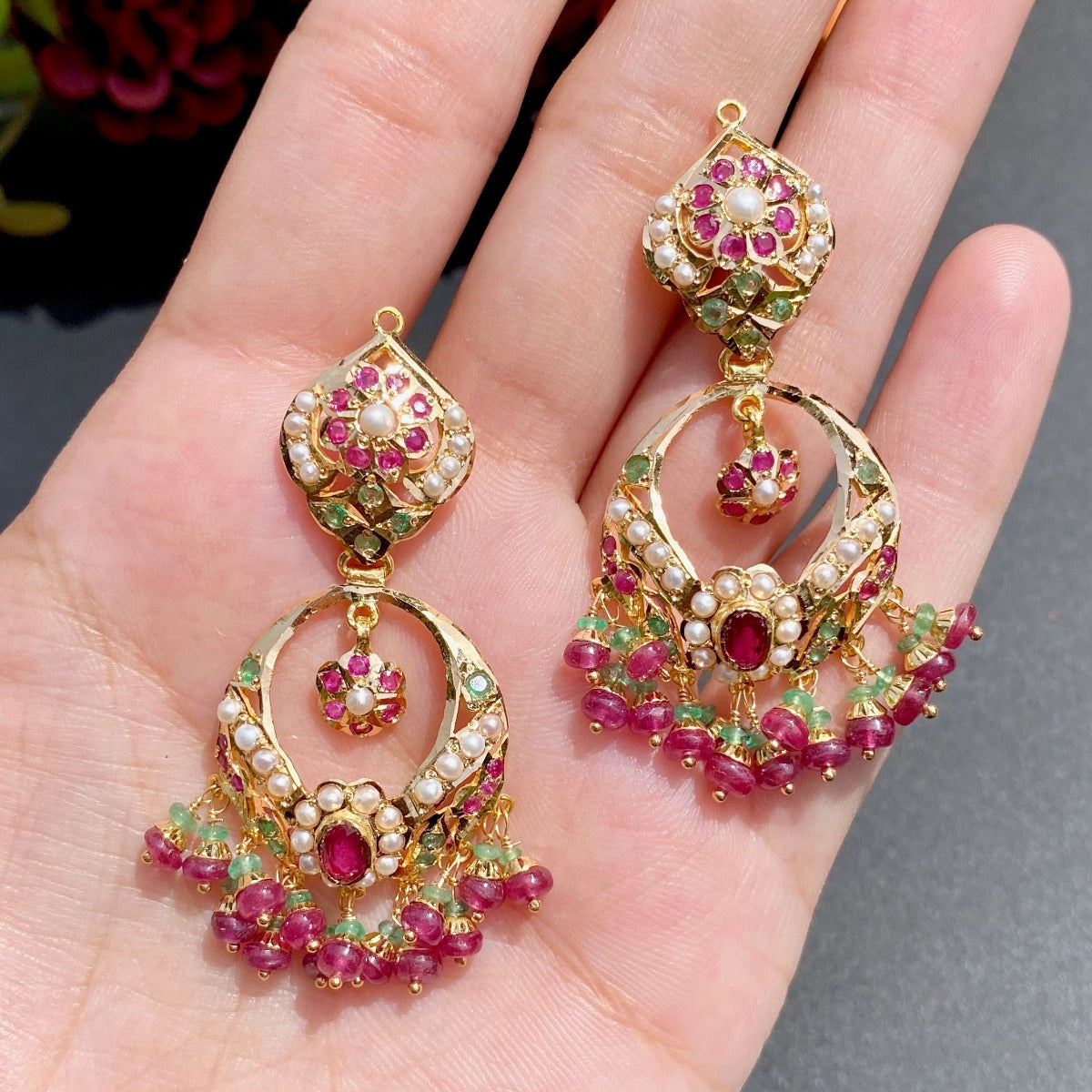 rajasthani chandbali earrings 22k gold