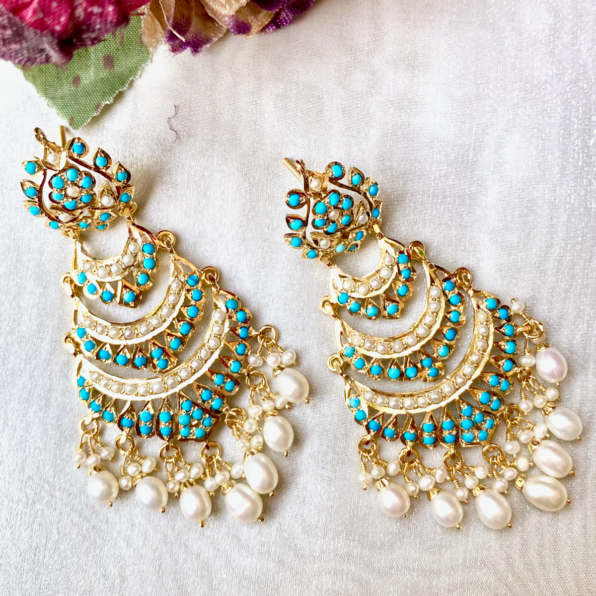 kundan earrings with gold plating