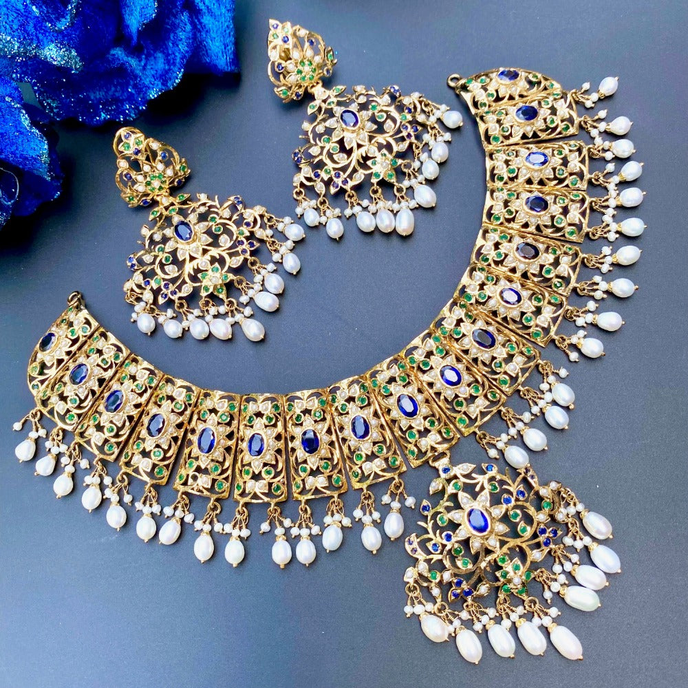 karachi silver necklace set gold plated
