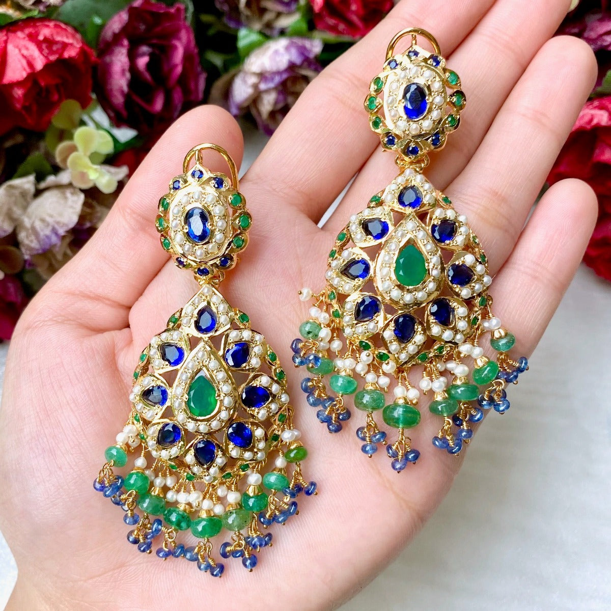 statement earrings in gold plated silver