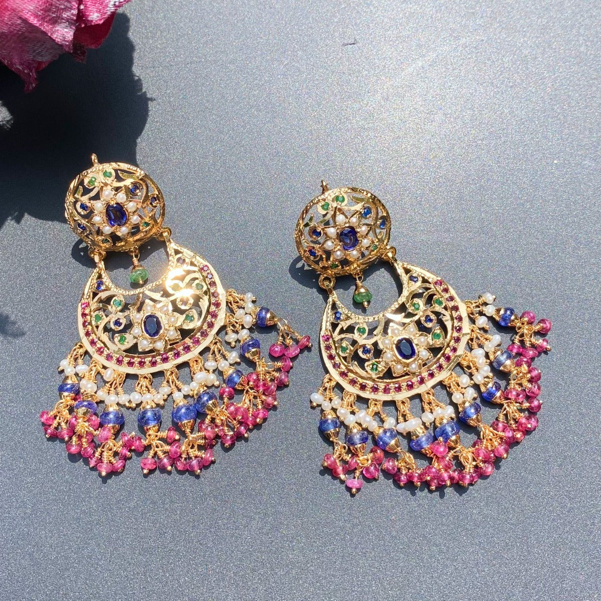 Hyderabadi kundan polki earrings gold plated
