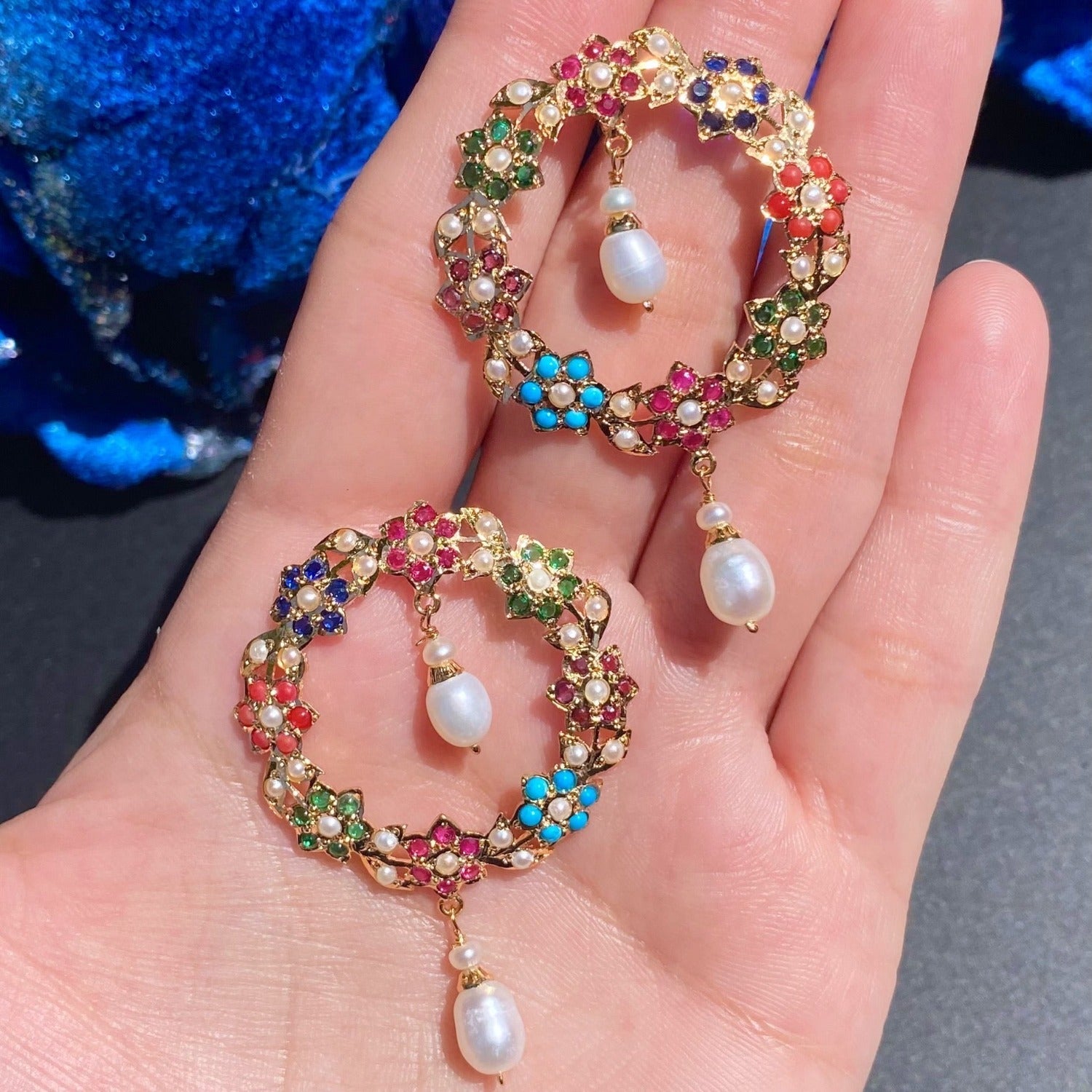 delicate jadau earrings