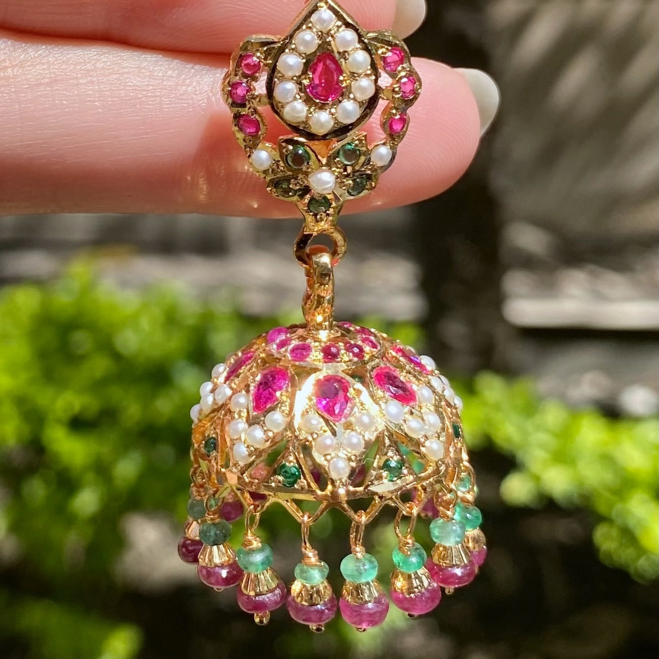 Multicoloured Jadau Jhumki | Gold Plated Jhumkas ER 588