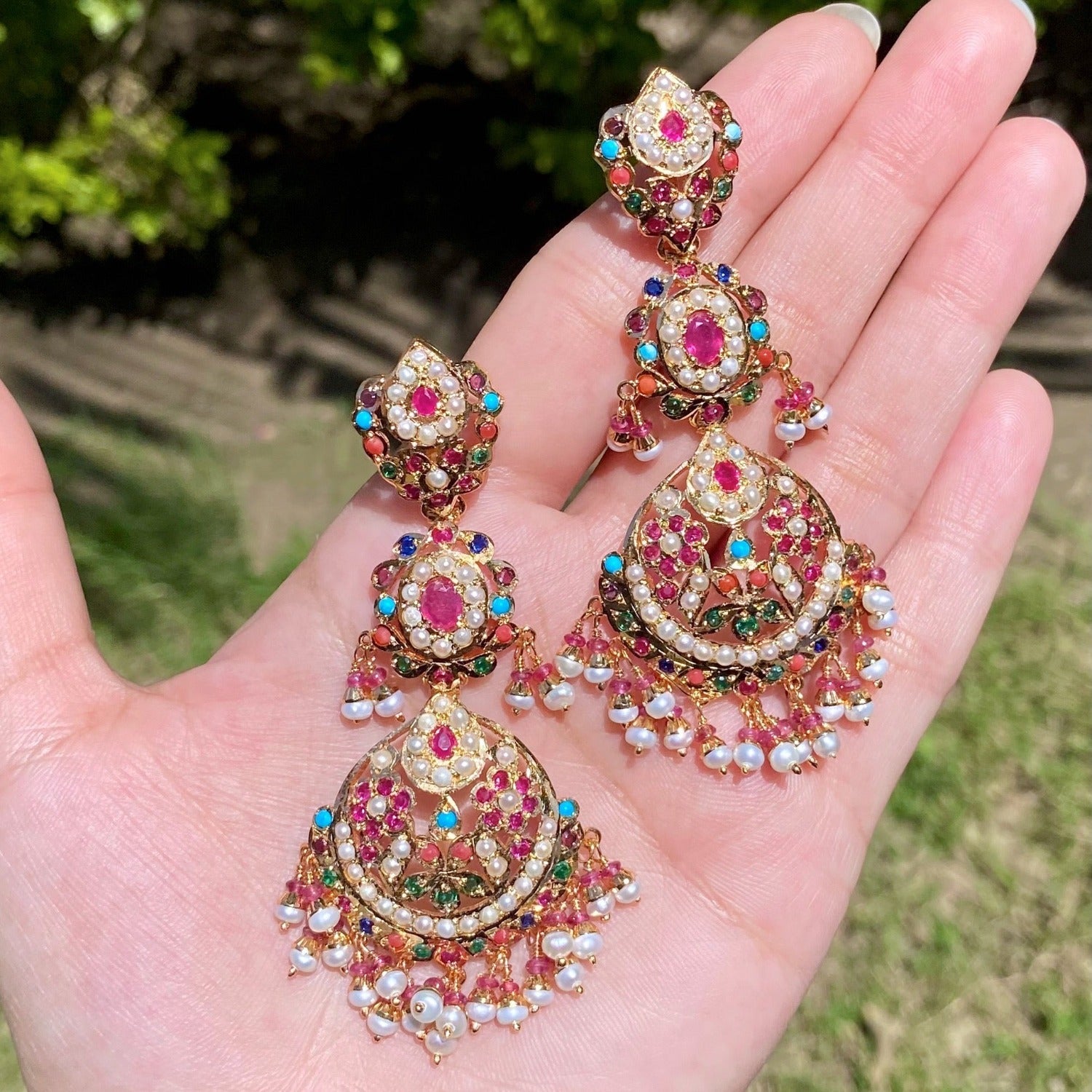 long navratna danglers