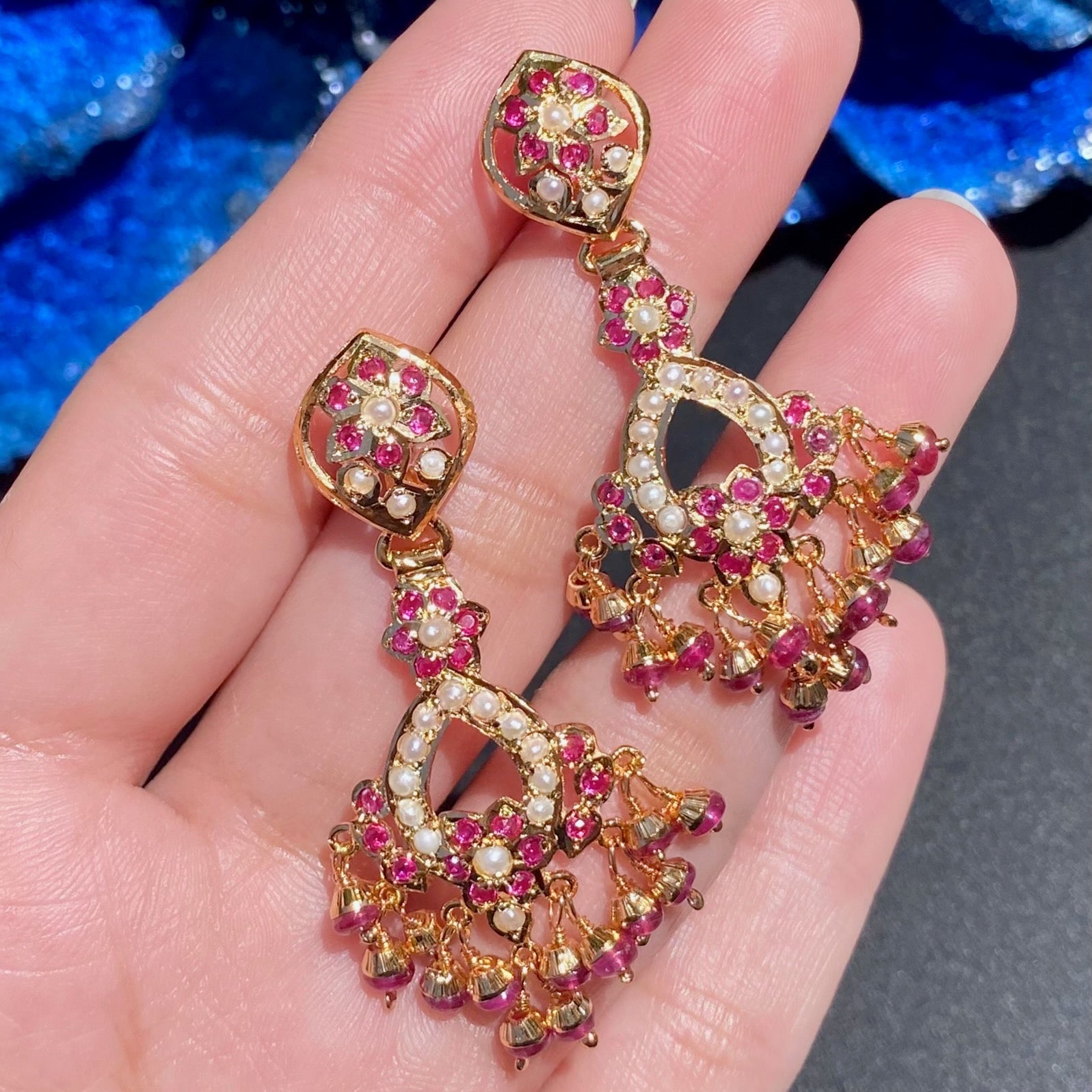 Ruby & Pearl Necklace Set | Dainty & Delicate Jadau Jewelry For Women NS 324