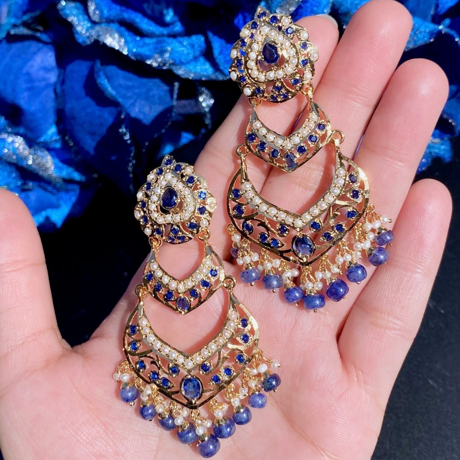 Hyderabadi neelam earrings