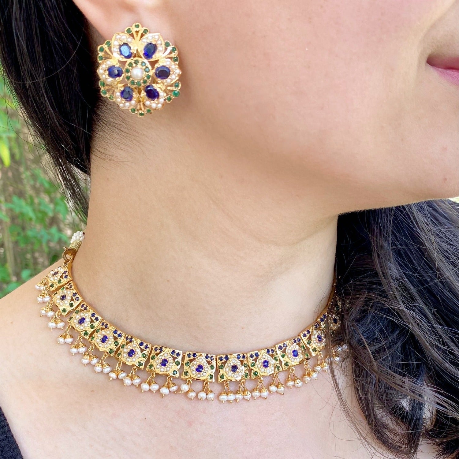 lahore jadau necklace with studs