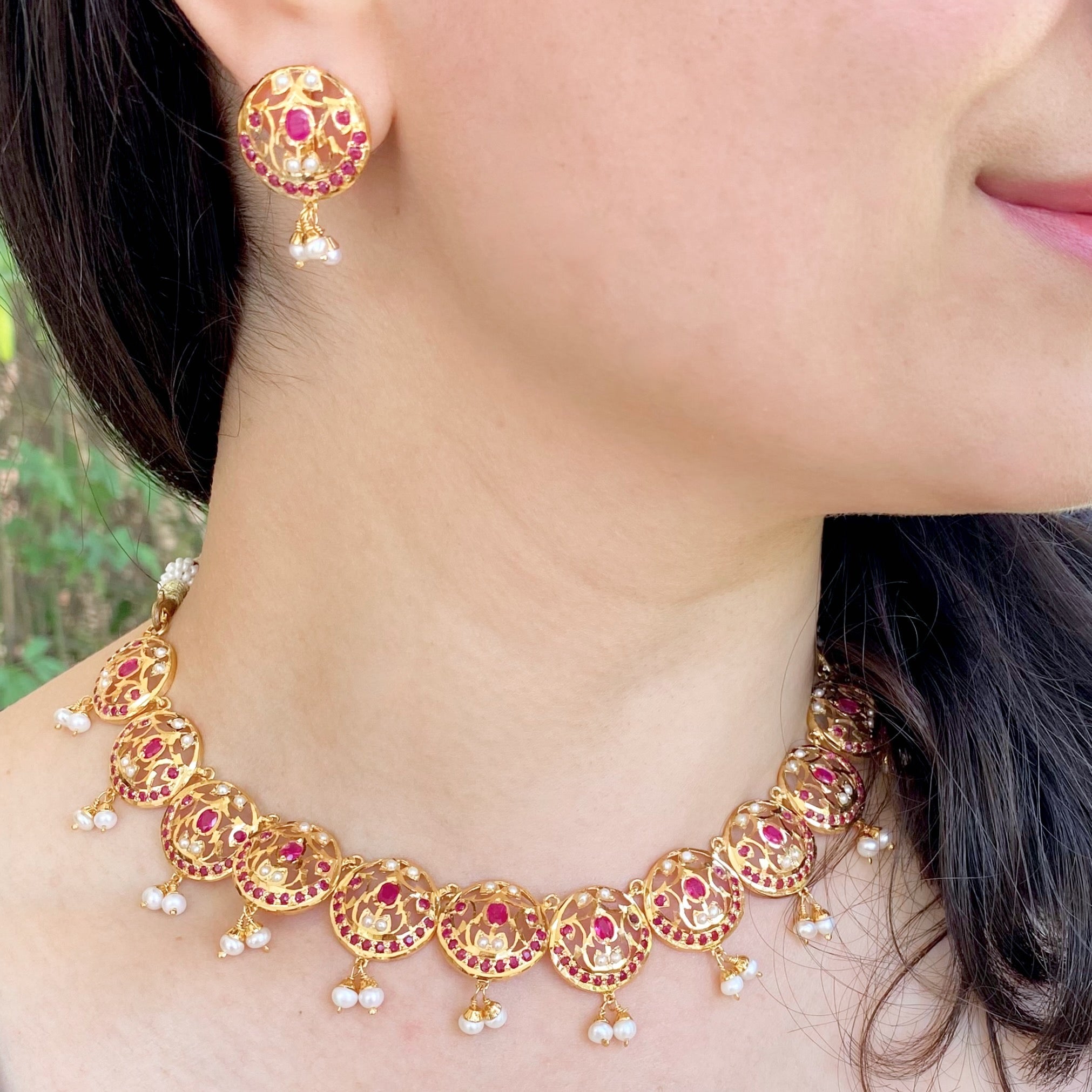 Lightweight Flexible Jadau Set | Gold Plated Sterling Silver NS 239