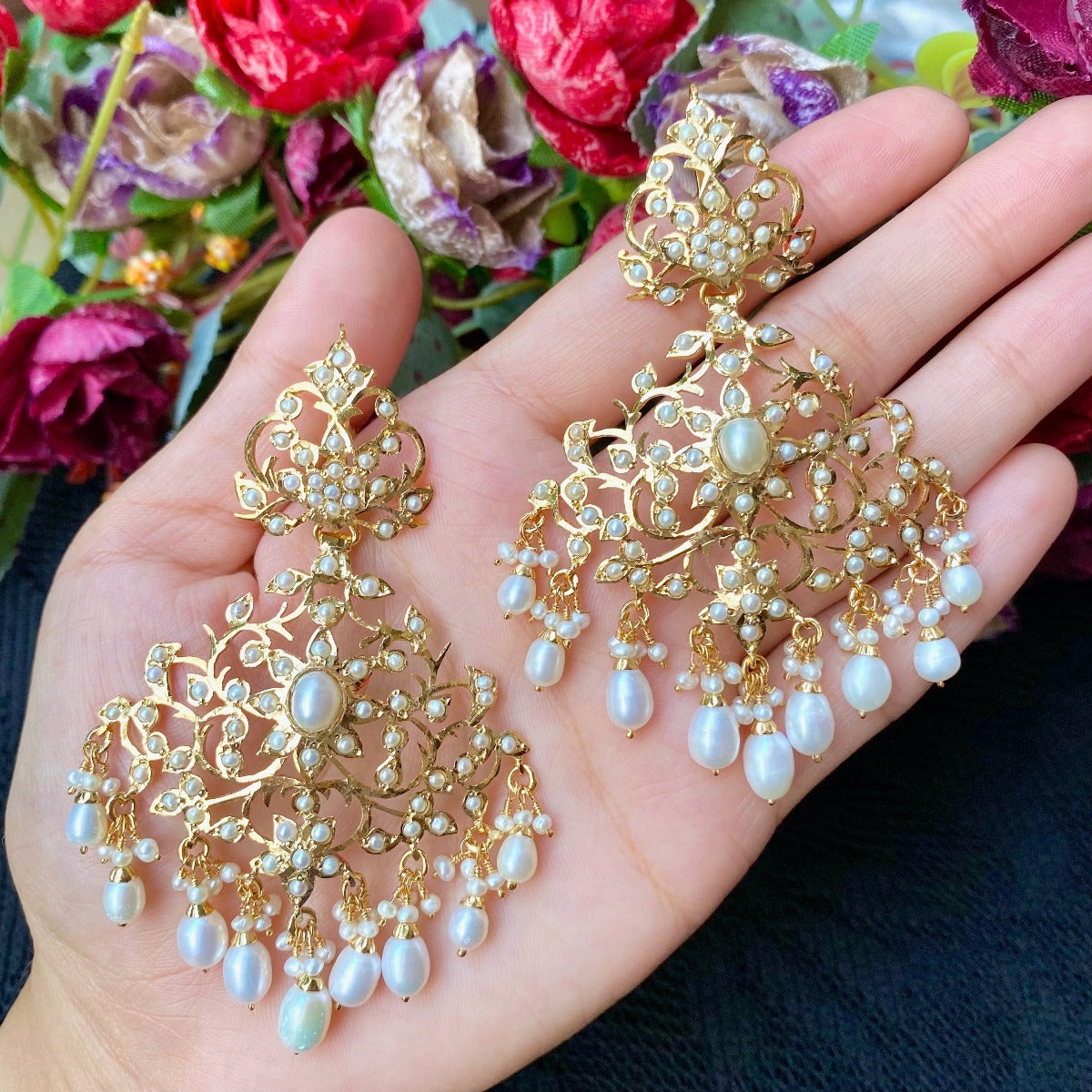 gold plated pearl earrings
