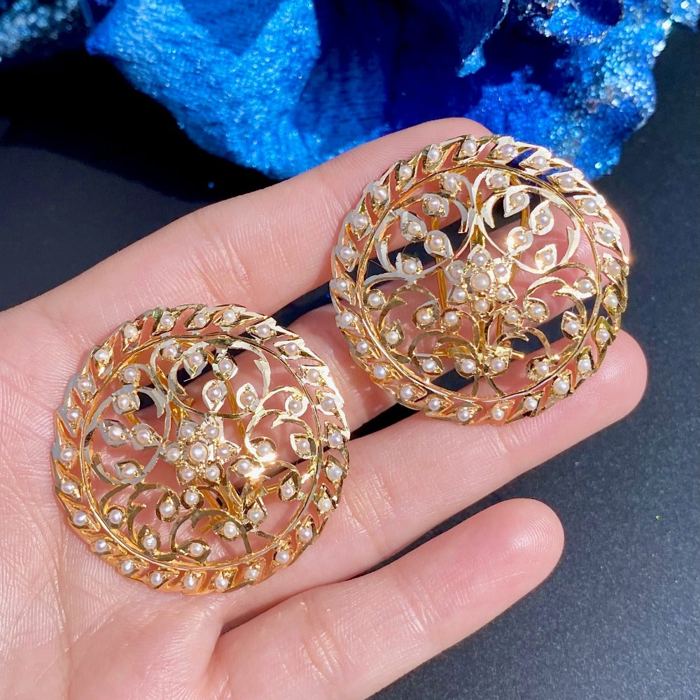 Intricate Edwardian Pearl Earrings | Solid 22 Carat Gold Jewelry