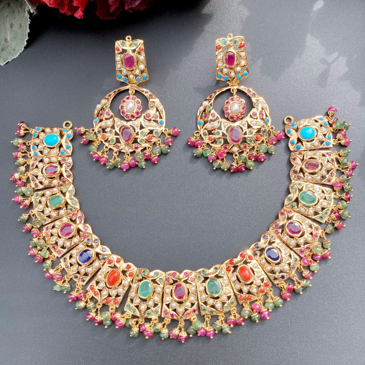 real gold with real navratna stones set