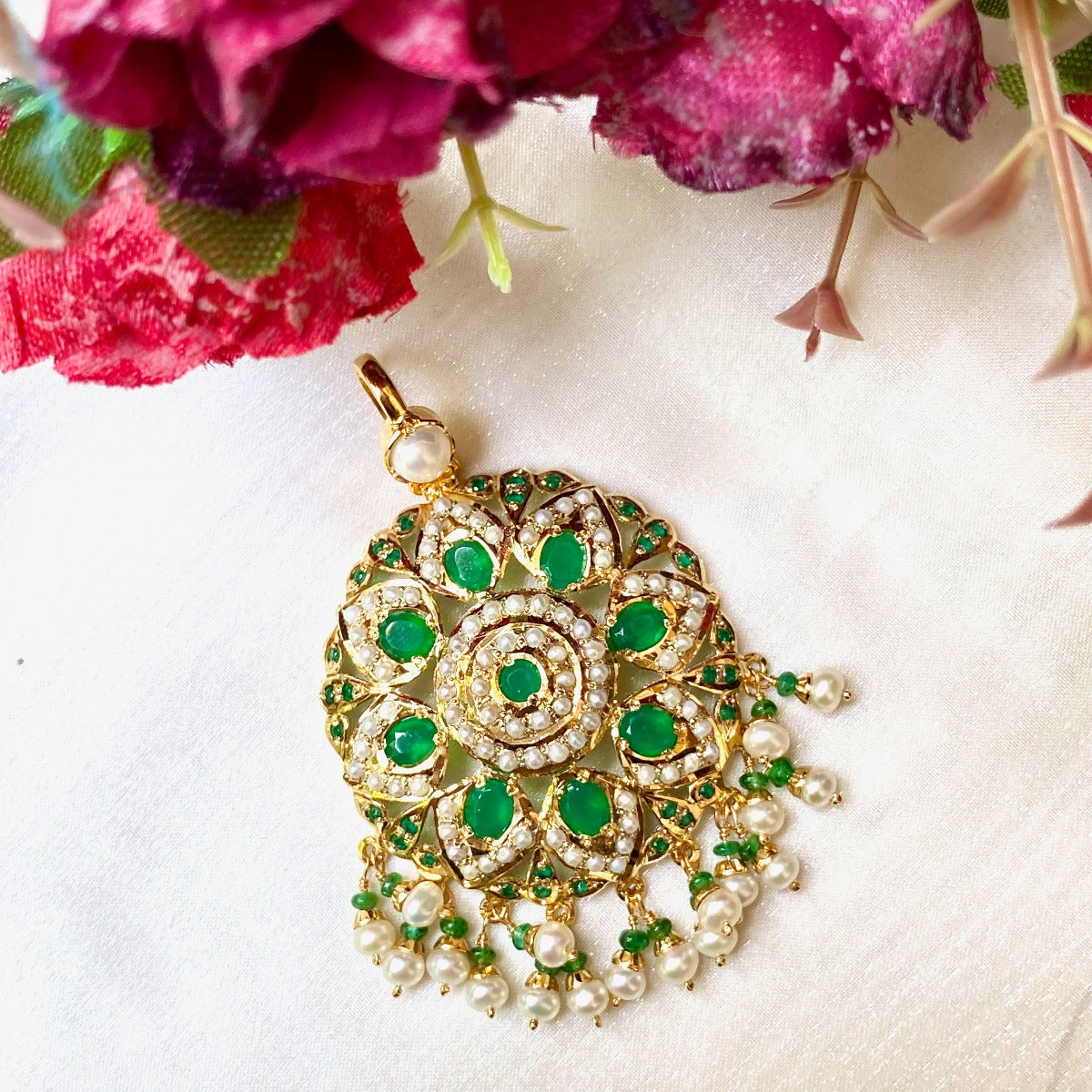 gold plated emerald pendant
