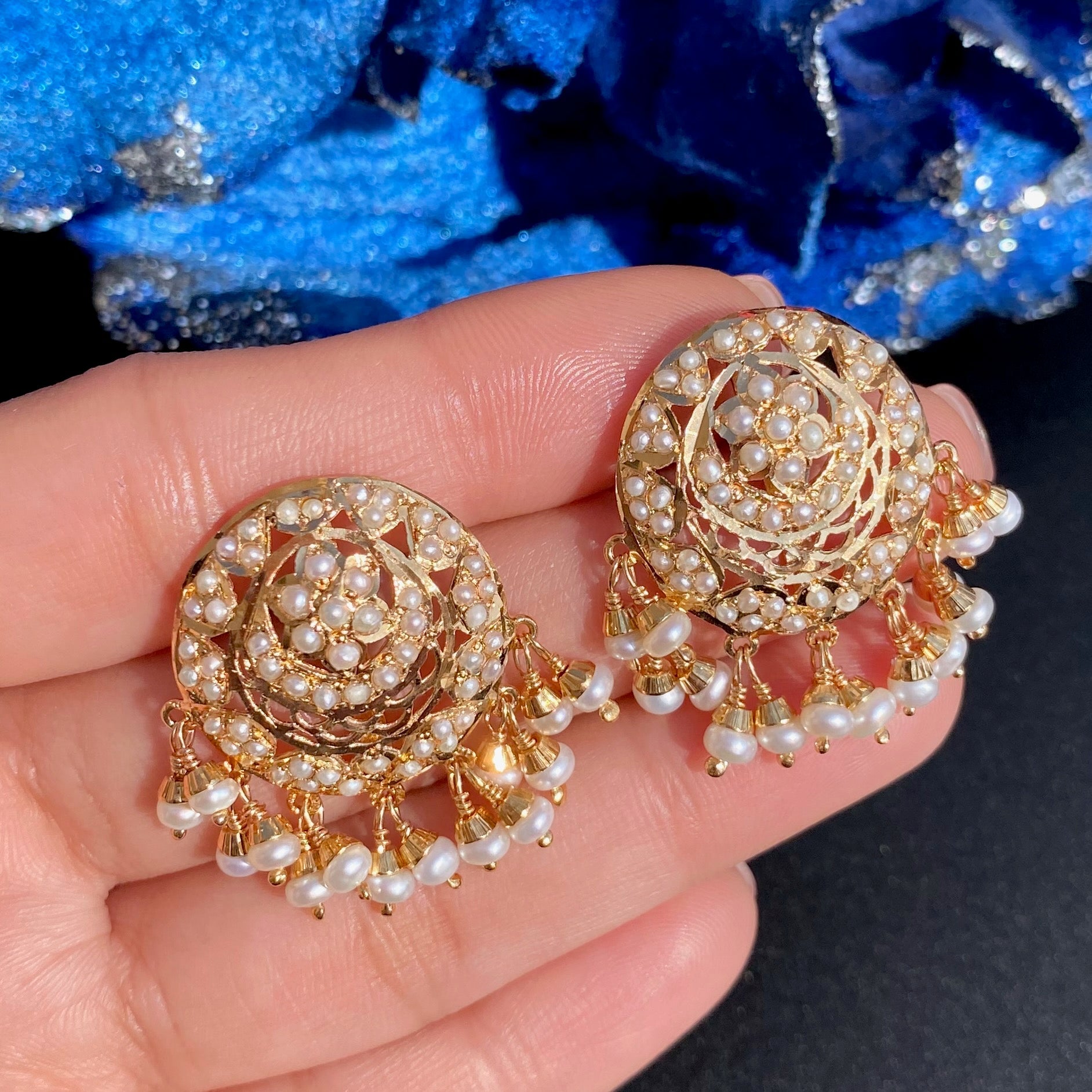 Womens Gold Plated Tops | Freshwater Pearls Studded ER 482